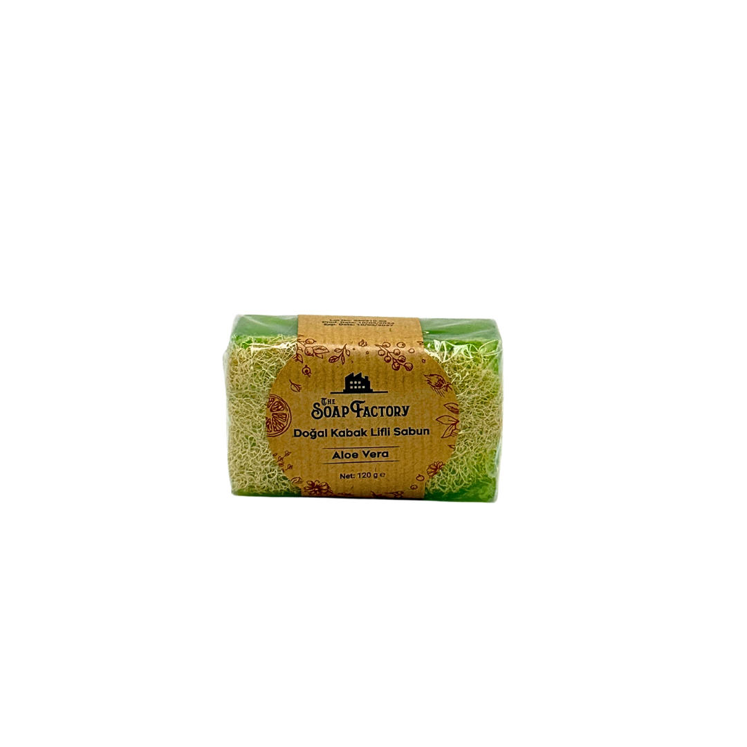 The Soap Factory Doğal Kabak Lifli Aloe Vera Sabunu | El Yapımı Peeling Etkili Bakım | Yatıştırıcı ve Nemlendirici | 120 g