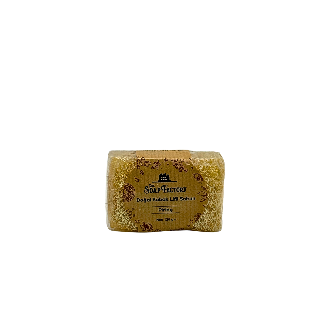 The Soap Factory Doğal Kabak Lifli Pirinç Sabunu | El Yapımı Peeling Etkili Bakım | Cilt Tonu Eşitleyici | 120 g