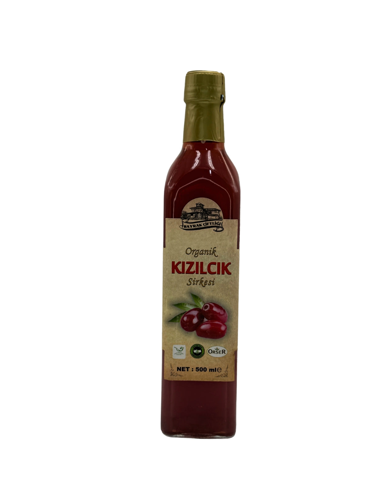 Bayrak Çiftliği Organik Kızılcık Sirkesi | %100 Doğal ve Sertifikalı | 500 ml